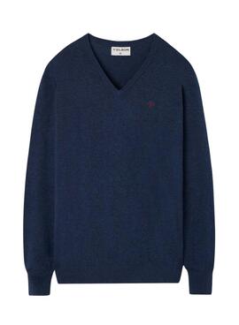 Pullover Silbon Marineblauer V-Ausschnitt für Herren