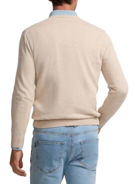 Pullover Silbon V-Ausschnitt beige für Herren