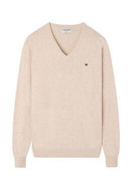 Pullover Silbon V-Ausschnitt beige für Herren