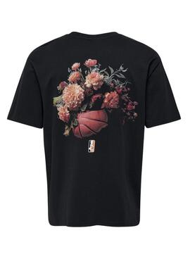 Herren-T-Shirt Only and Sons Basketball in Schwarz