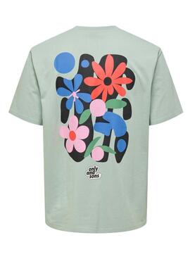 T-Shirt Only and Sons Flower grün für Herren