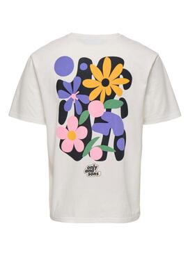 T-shirt Only and Sons Flower weiß für Herren.