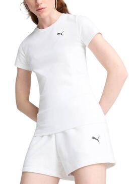 Weiße Puma Slim Fit T-Shirt für Damen.