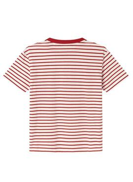 T-Shirt Pepe Jeans James Streifen rot und beige