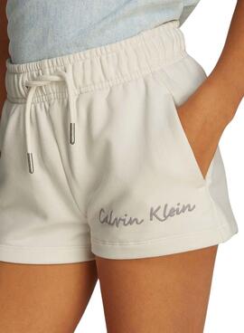 Kurze Hose Calvin Klein Jeans Script in Weiß für Mädchen