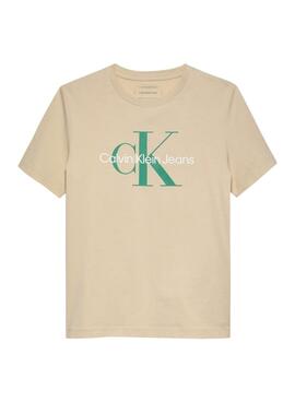 T-shirt Calvin Klein Monogramm beige für Jungen