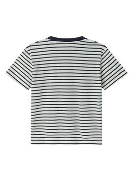 T-Shirt Pepe Jeans James weiß und marineblau für Kinder.