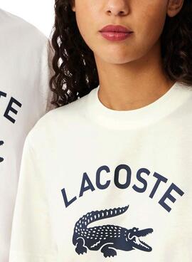 T-Shirt Lacoste mit weißem Logo-Print für Herren und Damen