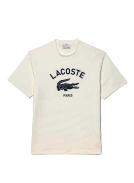 T-Shirt Lacoste mit weißem Logo-Print für Herren und Damen