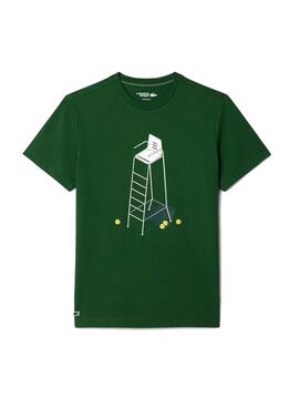 Lacoste Tennis T-Shirt mit grünem Druck für Herren.