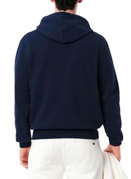 Lacoste Kapuzenpullover aus marineblauem Frottee für Herren.