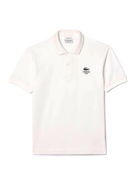 Polo Lacoste L.12.12 mit weißem Logo-Aufdruck für Herren und Damen.