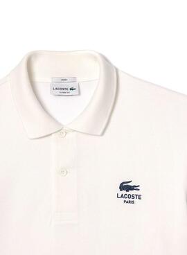 Polo Lacoste L.12.12 mit weißem Logo-Aufdruck für Herren und Damen.