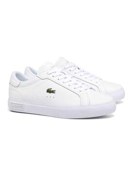 Sneaker Lacoste Powercourt aus weißem Leder für Damen.