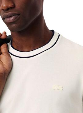 Lacoste Shirt in Beige mit gestreiftem Kragen für Herren