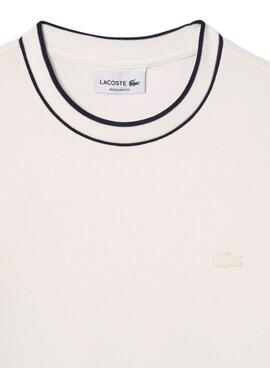 Lacoste Shirt in Beige mit gestreiftem Kragen für Herren