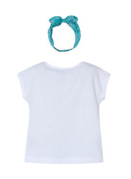 T-shirt Mayoral headband white for girl