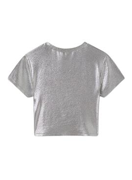 T-shirt Mayoral metallic ribbed silver for girls