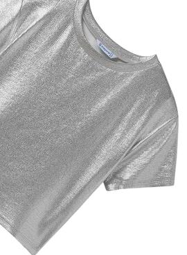 T-shirt Mayoral metallic ribbed silver for girls