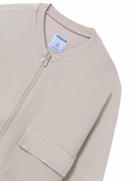 Sweatshirt Mayoral Reißverschluss Taschen beige Mädchen