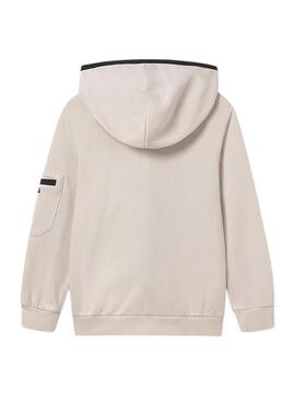 Kapuzenpullover Mayoral mit Reißverschluss und Kontrasten in Beige für Jungen.