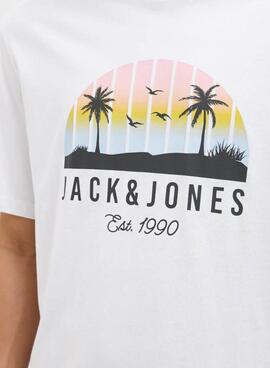 T-Shirt Jack and Jones Palm weiß für Herren