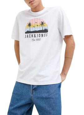 T-Shirt Jack and Jones Palm weiß für Herren