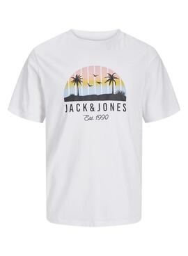 T-Shirt Jack and Jones Palm weiß für Herren