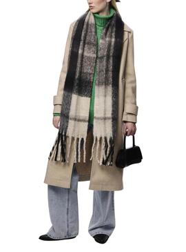 Schal Pieces Lysna beige und schwarz für Frauen
