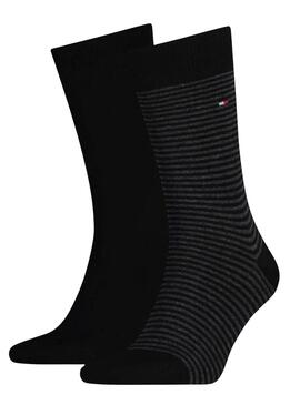 Pack 2 Socken Tommy Hilfiger Streifen Schwarz für Herren