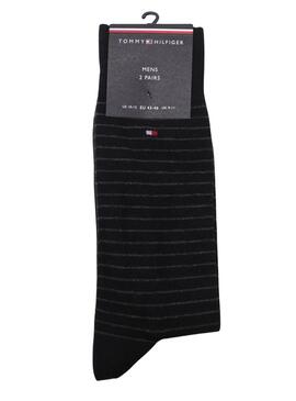 Pack 2 Socken Tommy Hilfiger Streifen Schwarz für Herren