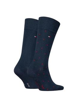 Pack 2 Socken mit blauen Punkten von Tommy Hilfiger für Männer.
