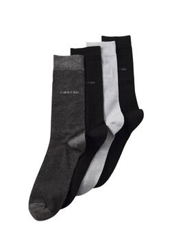 Geschenkbox mit 4 Socken  Paar Calvin Klein  in Schwarz und Grau für Männer.