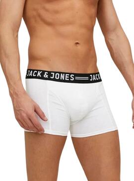 Pack 3 Boxershorts Jack and Jones Sense schwarz, grau und weiß für Männer.