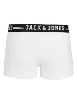 Pack 3 Boxershorts Jack and Jones Sense schwarz, grau und weiß für Männer.