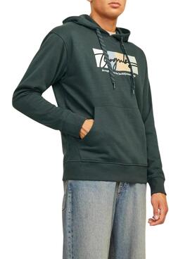 Sweatshirt Jack and Jones Portland in Grün mit Kapuze für Männer
