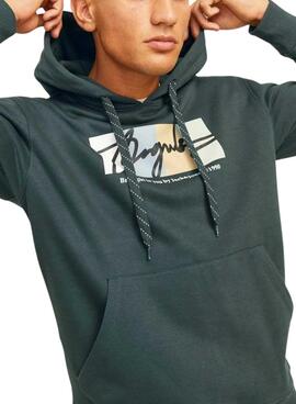 Sweatshirt Jack and Jones Portland in Grün mit Kapuze für Männer
