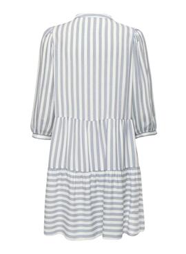Kleid Only Kaya 3/4 Puff gestreiftes weißes Kleid für Frauen