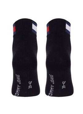 Pack mit 2 schwarzen Tommy Jeans TH UNI Socken für Männer und Frauen
