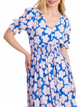 Kleid Naf Naf Montse mit blauem Blumenmuster für Frauen