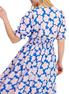 Kleid Naf Naf Montse mit blauem Blumenmuster für Frauen