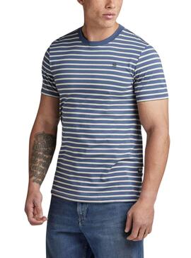 T-Shirt G-Star Blau Stripe Slim für Männer