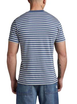 T-Shirt G-Star Blau Stripe Slim für Männer