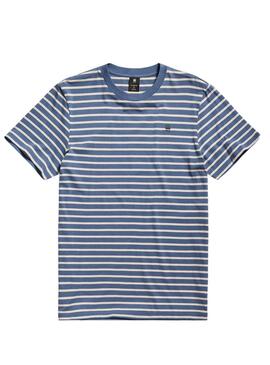 T-Shirt G-Star Blau Stripe Slim für Männer
