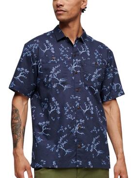 Hemd Superdry Strandhemd Marineblau für Männer
