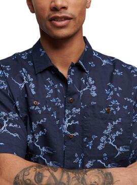 Hemd Superdry Strandhemd Marineblau für Männer