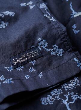Hemd Superdry Strandhemd Marineblau für Männer
