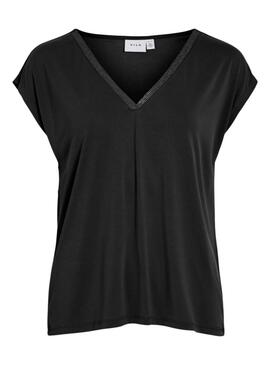 T-Shirt Vila Vimodala Glitter Schwarz für Frauen