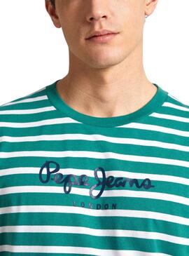  T-Shirt Pepe Jeans Striped Eggo Grün