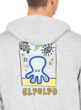 Kapuzenpullover El Pulpo  Der Künstlerisch Bedruckte  Grau Für Männer